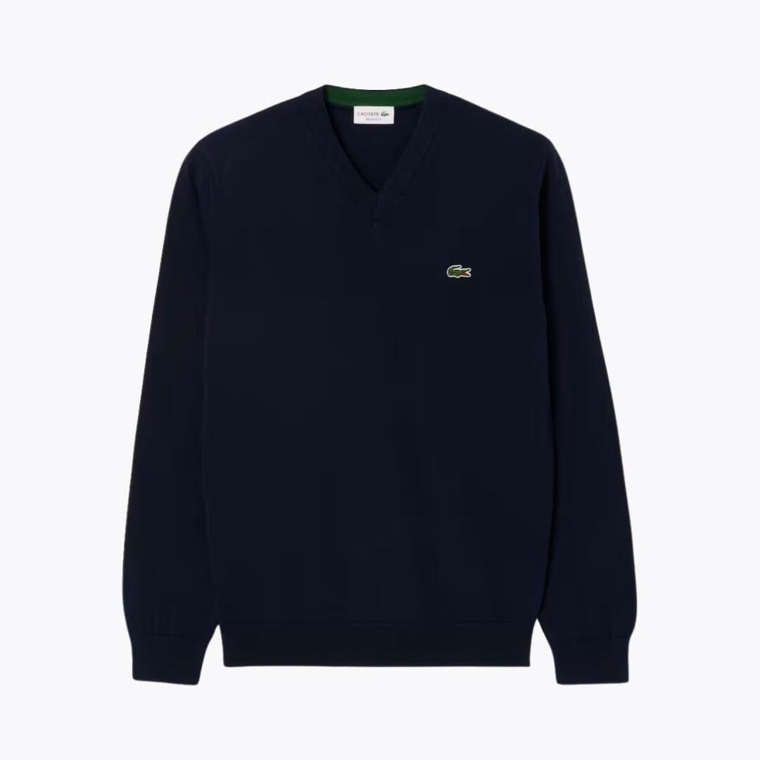 LC Monochrome Cotton V-neck Sweater Lacoste Vermond Midnight blue S 