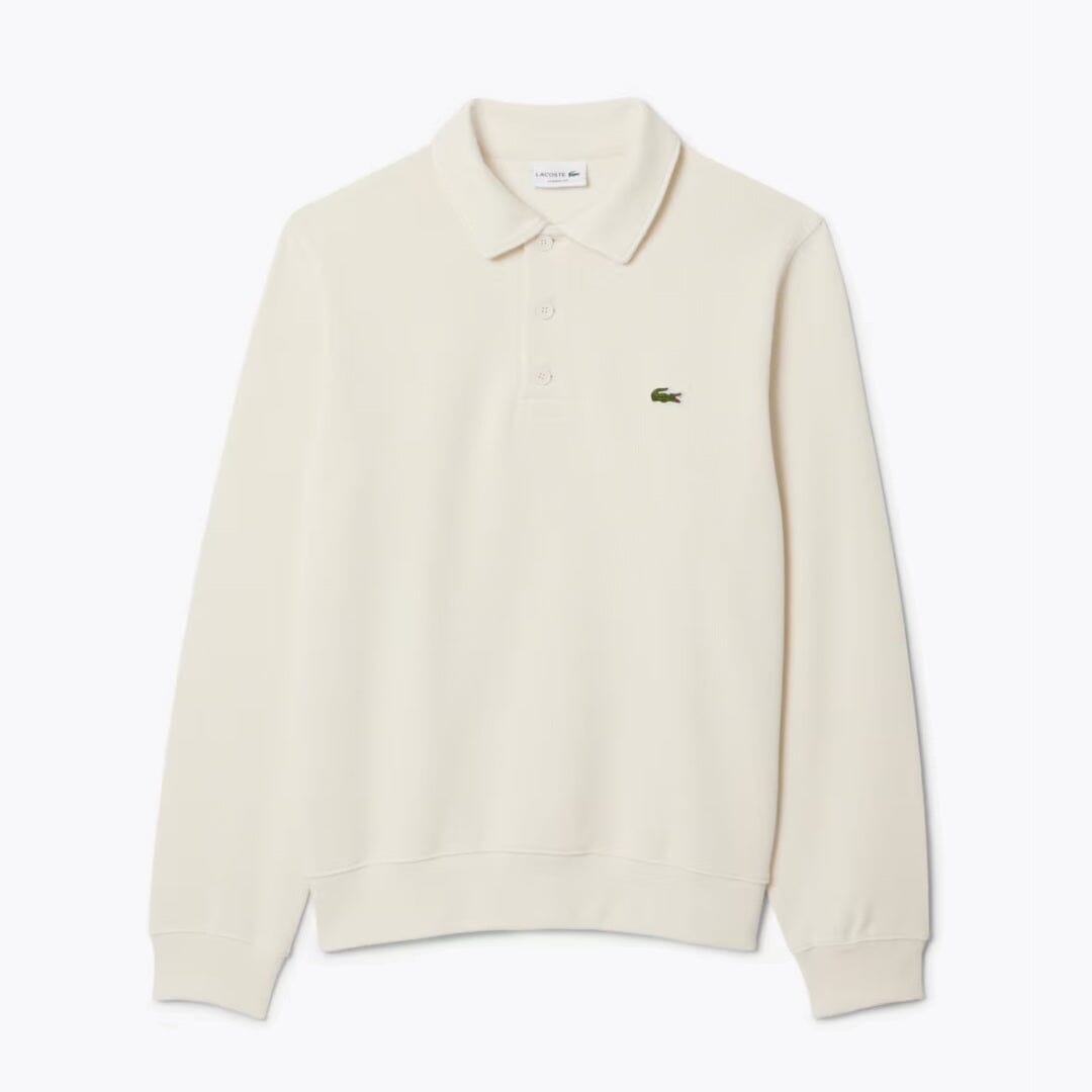 LC Ribbed Cotton Polo Collar Sweatshirt Lacoste Vermond White S 