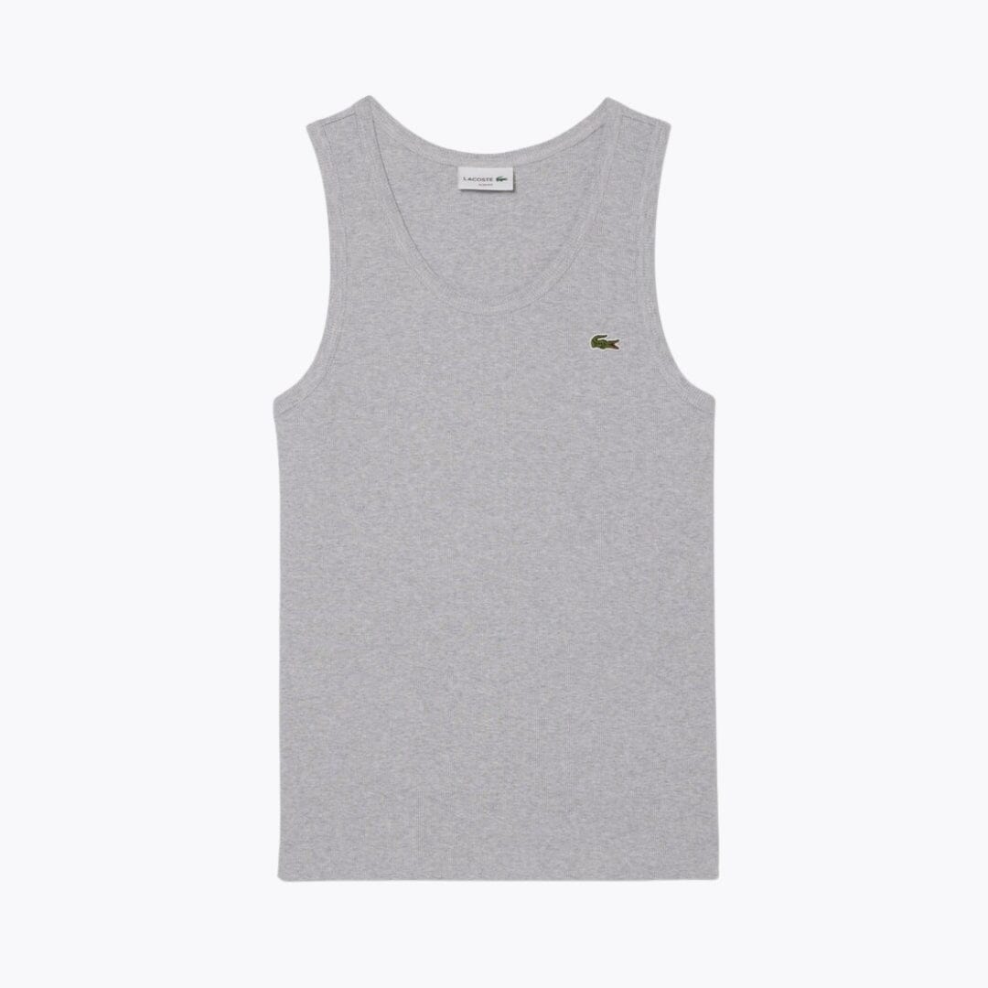 LC Slim Fit Ribbed Cotton Tank Top Lacoste Vermond Light grey S 