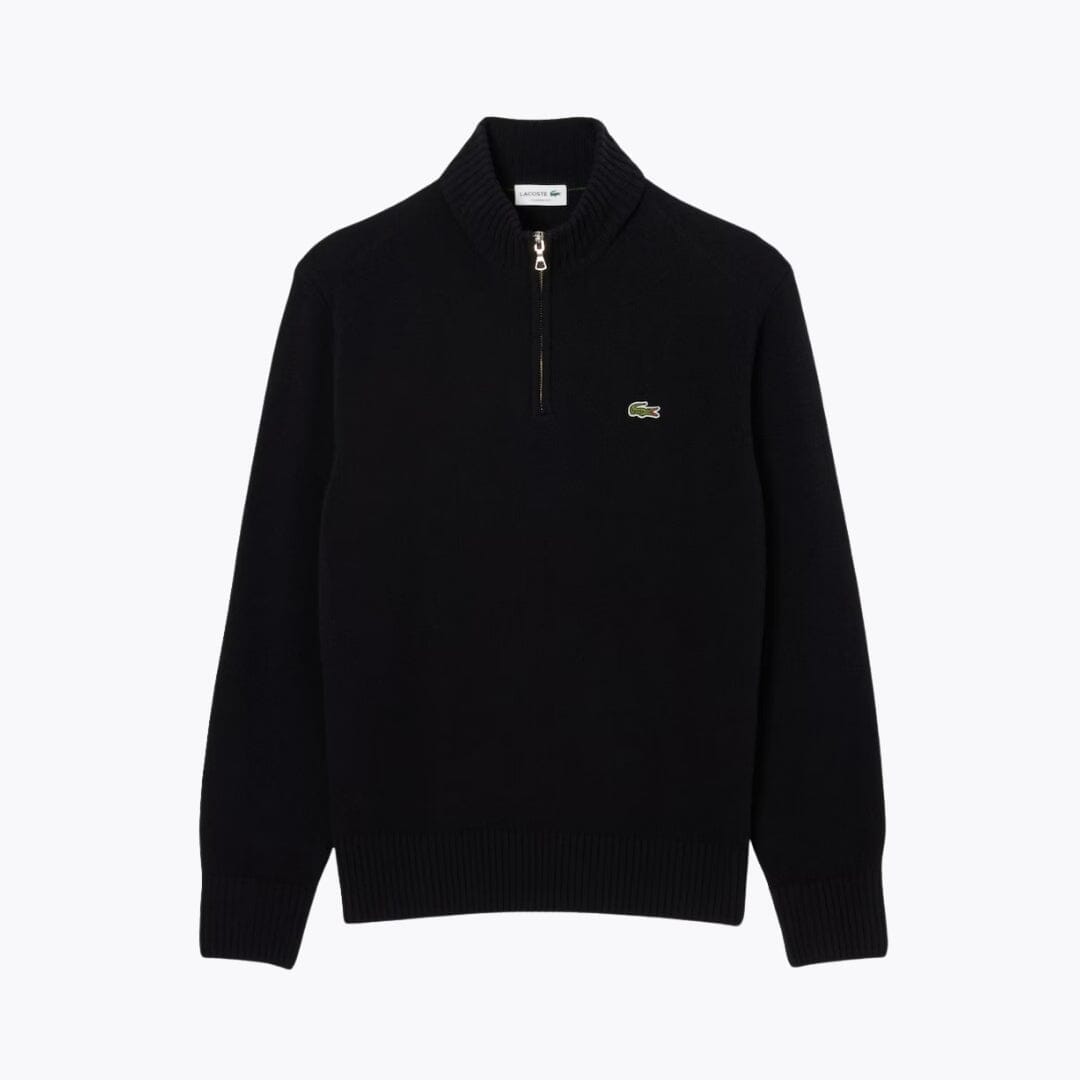 LC Zipped High Neck Carded Wool Sweater Lacoste Vermond Black S 