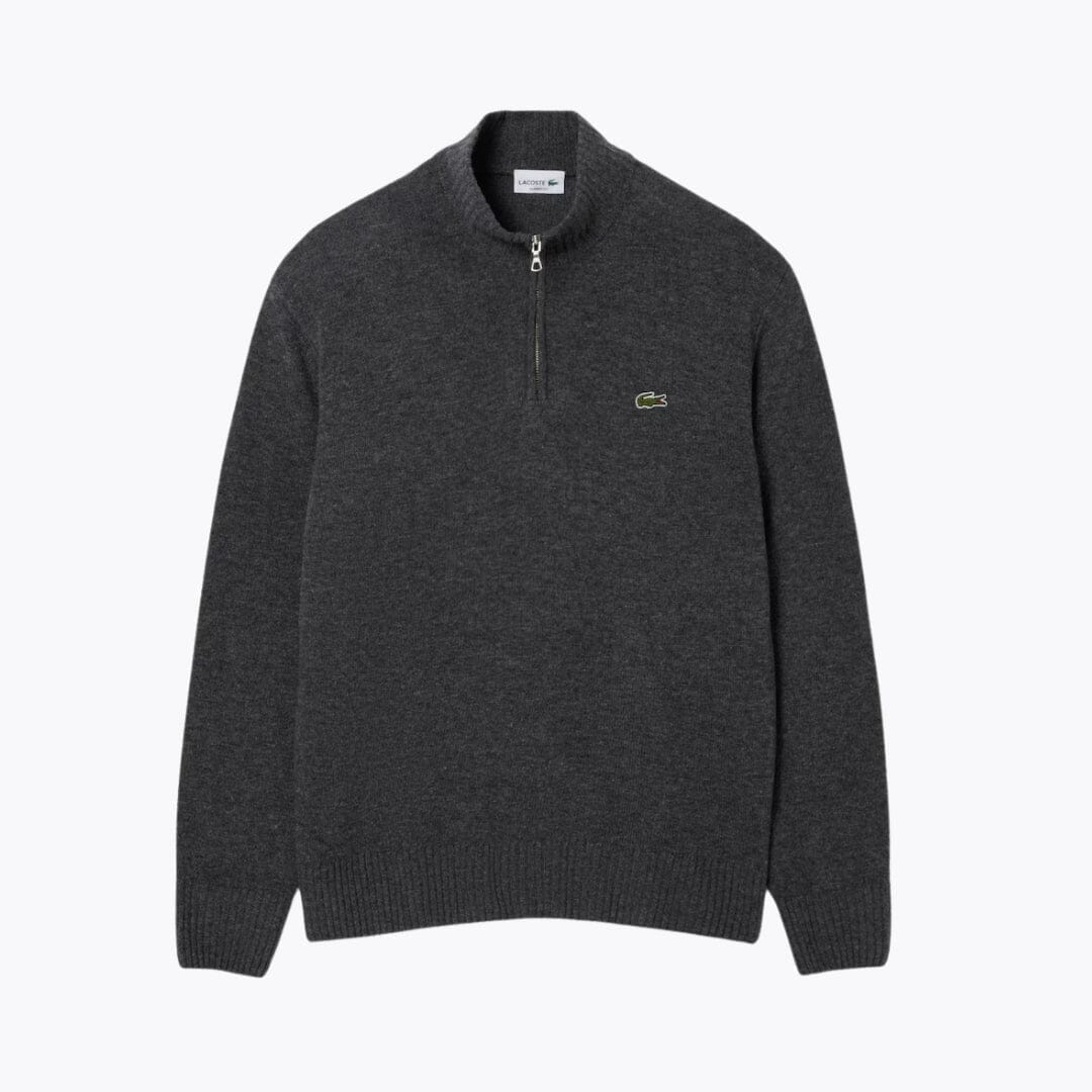 LC Zipped High Neck Carded Wool Sweater Lacoste Vermond Grey S 
