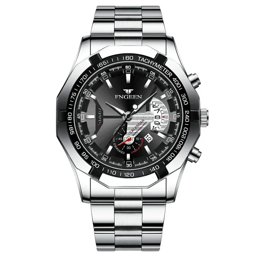 POEDAGAR Watch Engeen Poedagar Vermond Silver Black 