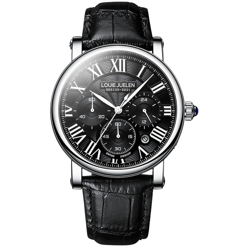 POEDAGAR Watch Executive classic Poedagar Vermond Silver w/ Black 