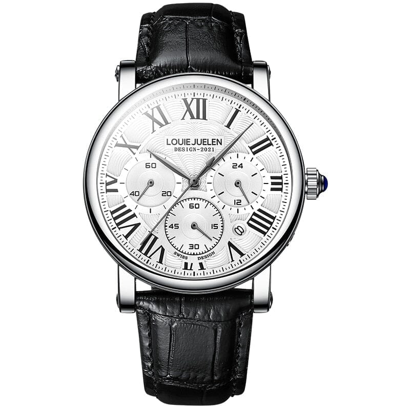 POEDAGAR Watch Executive classic Poedagar Vermond Silver w/ White 