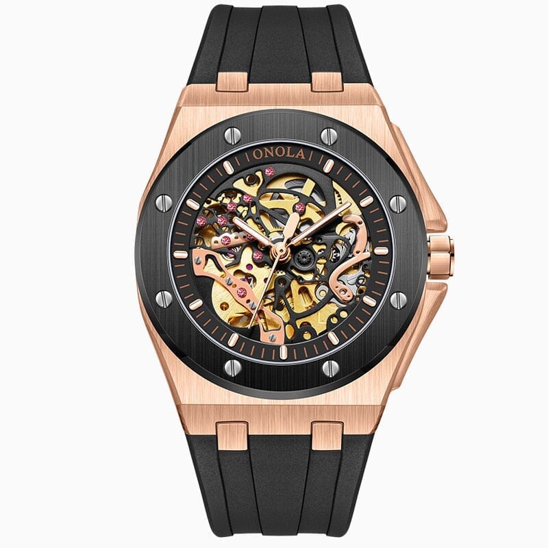 POEDAGAR Watch Skeleton Oak Poedagar Vermond Rose Black 