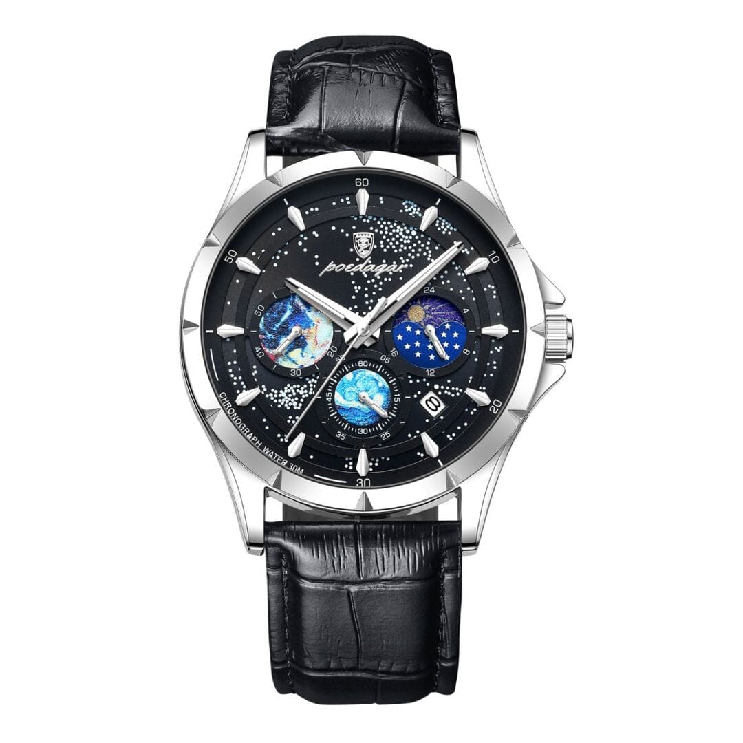 POEDAGAR Watch Space Poedagar Vermond Silver Black 