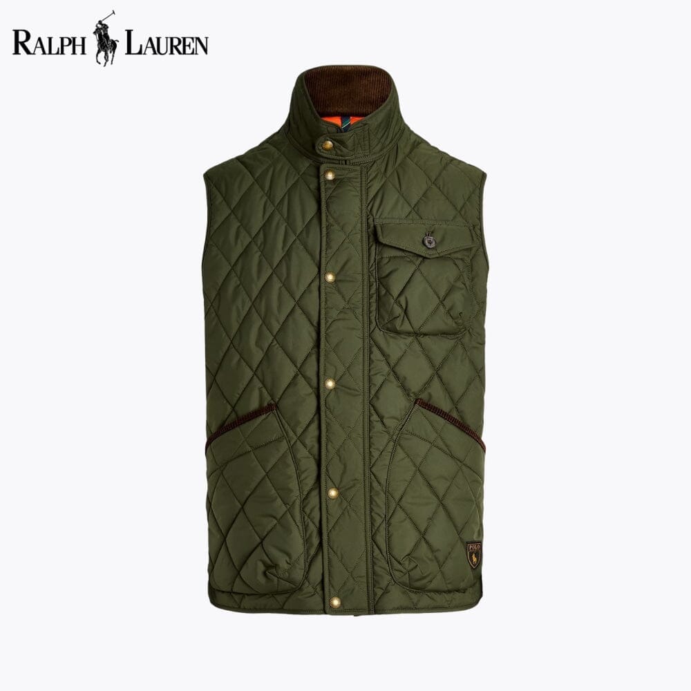 RL Beaton Quilted Utility Gilet Ralph Lauren Vermond Olive Green S 
