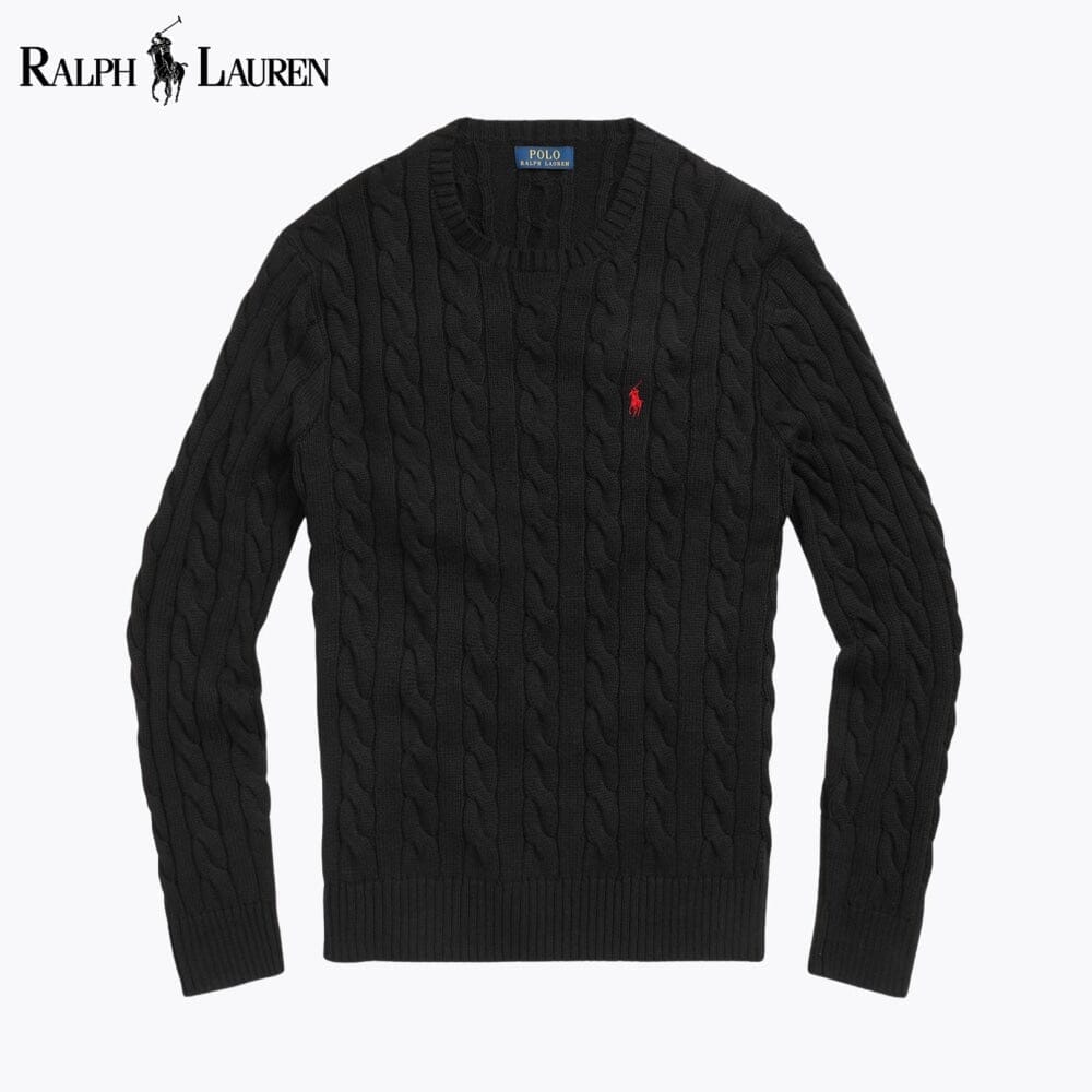 RL Cable-Knit Cotton Jumper Ralph Lauren Vermond Black S 
