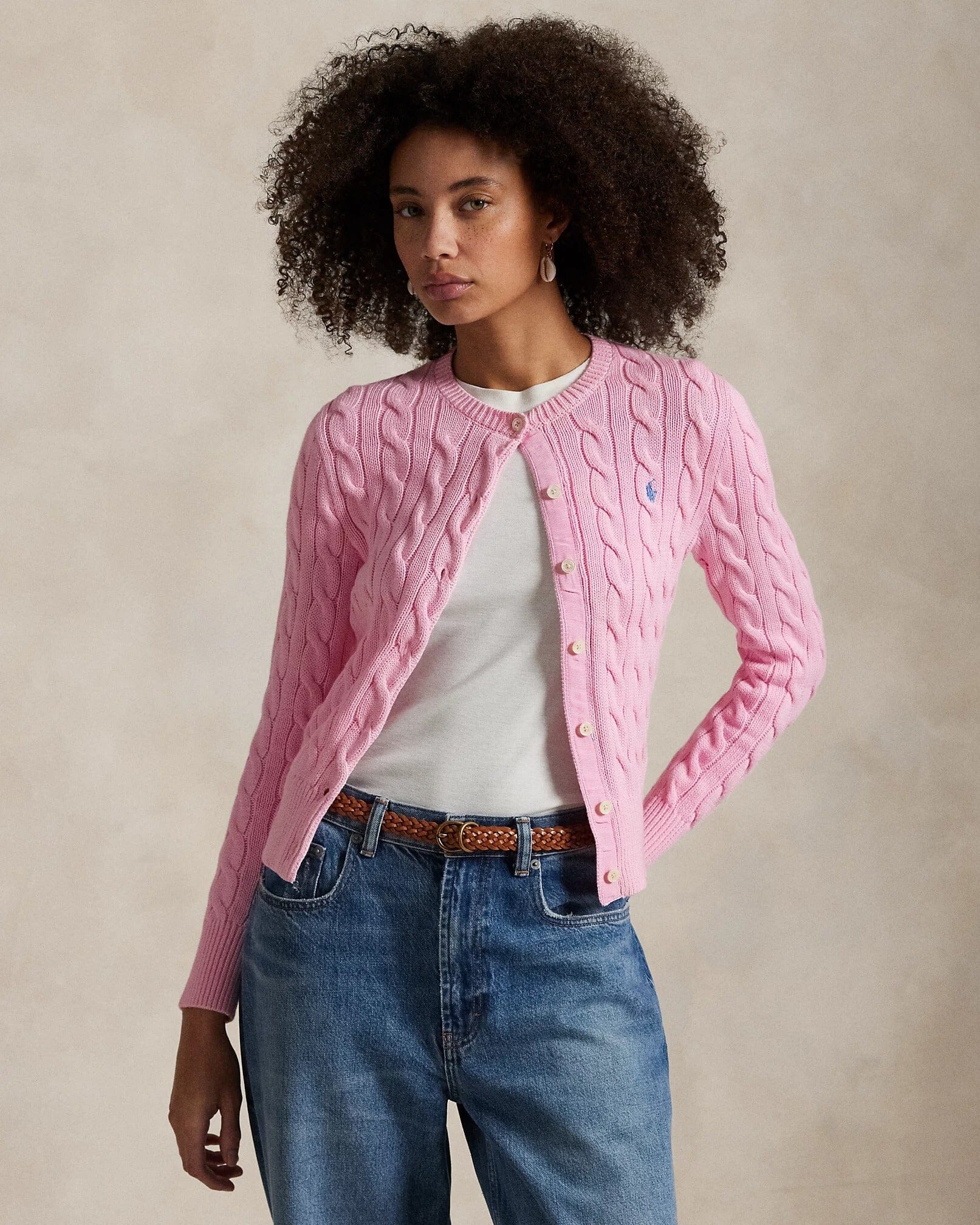 RL Cardigan | Cotton Cable-Knit Ralph Lauren Vermond Pink XS 