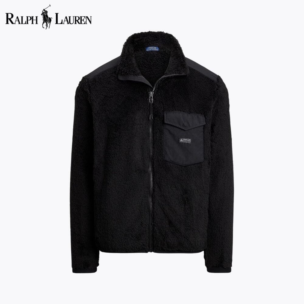 RL Curly Pile Fleece Jacket Ralph Lauren Vermond Black S 