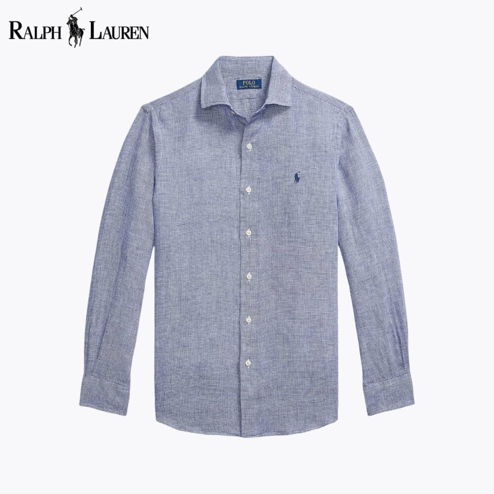 RL Custom Fit Linen Shirt Ralph Lauren Vermond Royal White S 