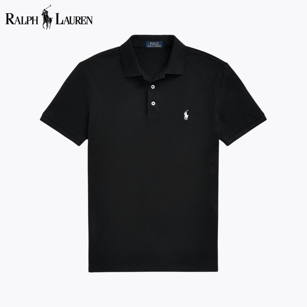 RL Custom Slim Fit Stretch Mesh Polo Shirt Ralph Lauren Vermond Black S 