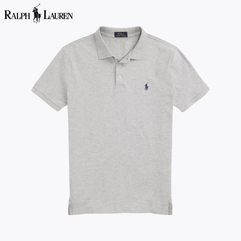 RL Custom Slim Fit Stretch Mesh Polo Shirt Ralph Lauren Vermond Gray S 
