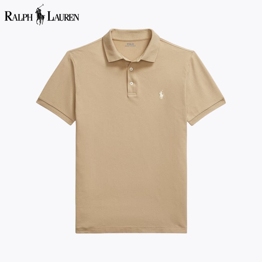 RL Custom Slim Fit Stretch Mesh Polo Shirt Ralph Lauren Vermond Khaki S 