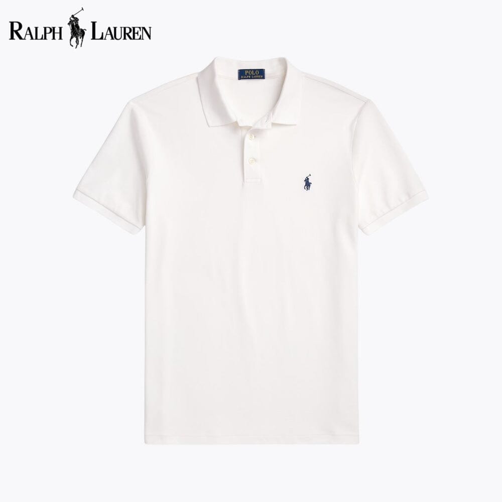 RL Custom Slim Fit Stretch Mesh Polo Shirt Ralph Lauren Vermond White S 
