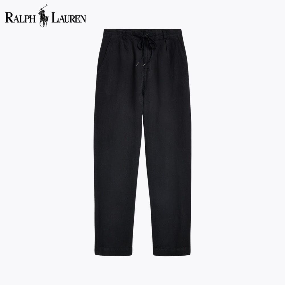 RL Lateef Relaxed Fit Pleated Linen Pant Ralph Lauren Vermond Black 28 