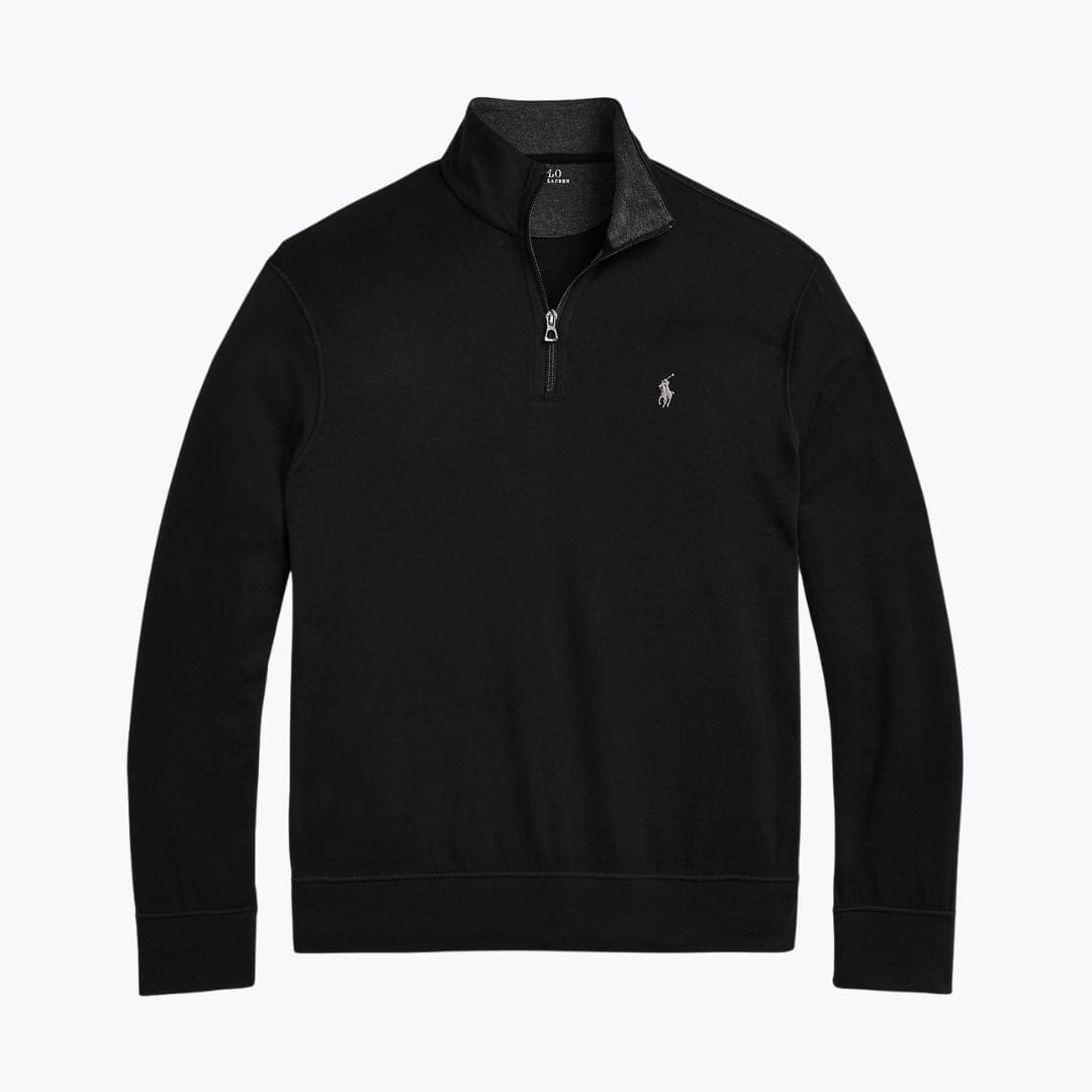 RL Luxury Jersey Quarter-Zip Pullover Ralph Lauren Vermond Black S 