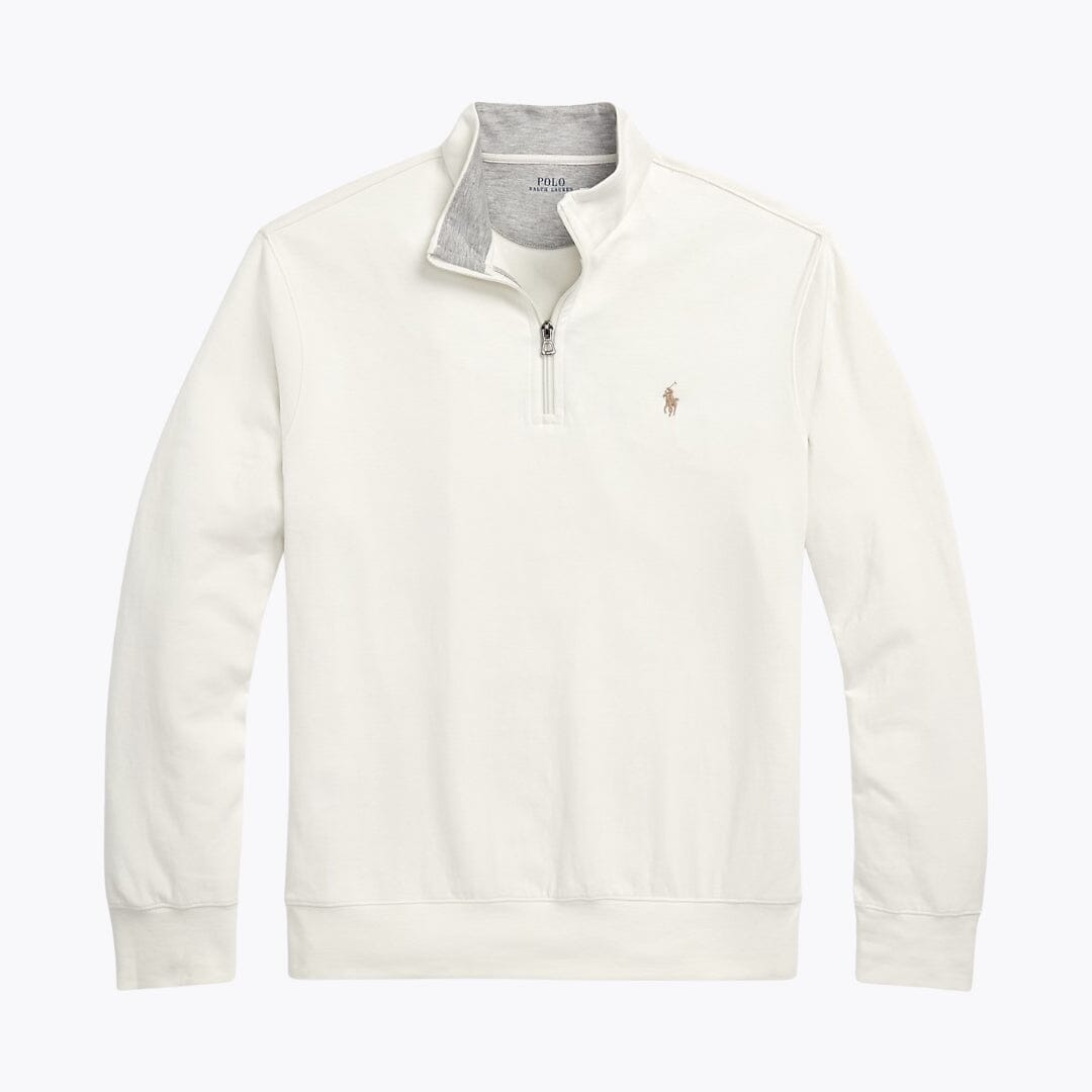 RL Luxury Jersey Quarter-Zip Pullover Ralph Lauren Vermond Parchment Cream S 