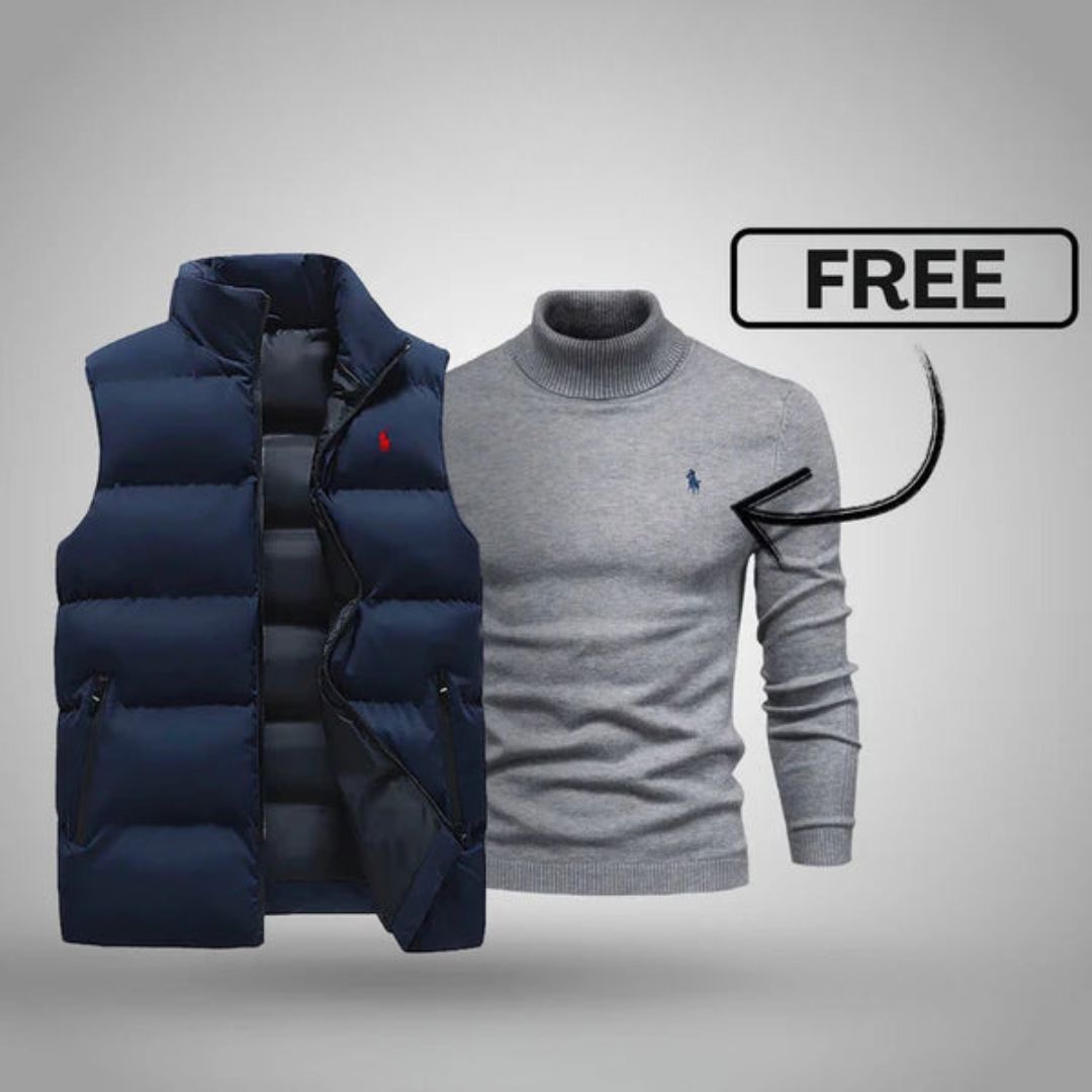 RL Men's Vest + Free Sweater (Clearance) Ralph Lauren Vermond Blau Grau M