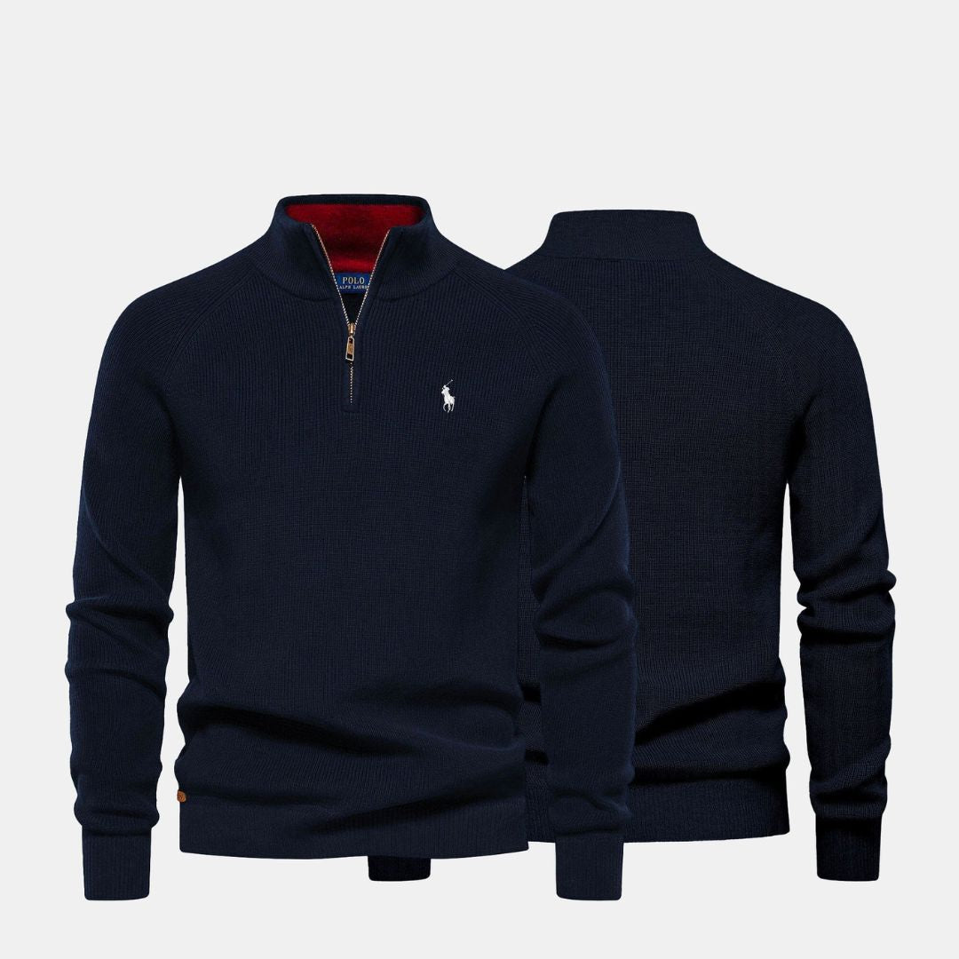 RL Men's Zip Neck Sweater (Clearance) Ralph Lauren Vermond Blue S 