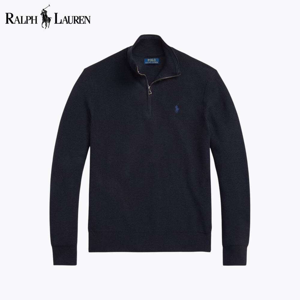 RL Mesh-Knit Cotton Quarter-Zip Sweater Ralph Lauren Vermond Navy blue S 
