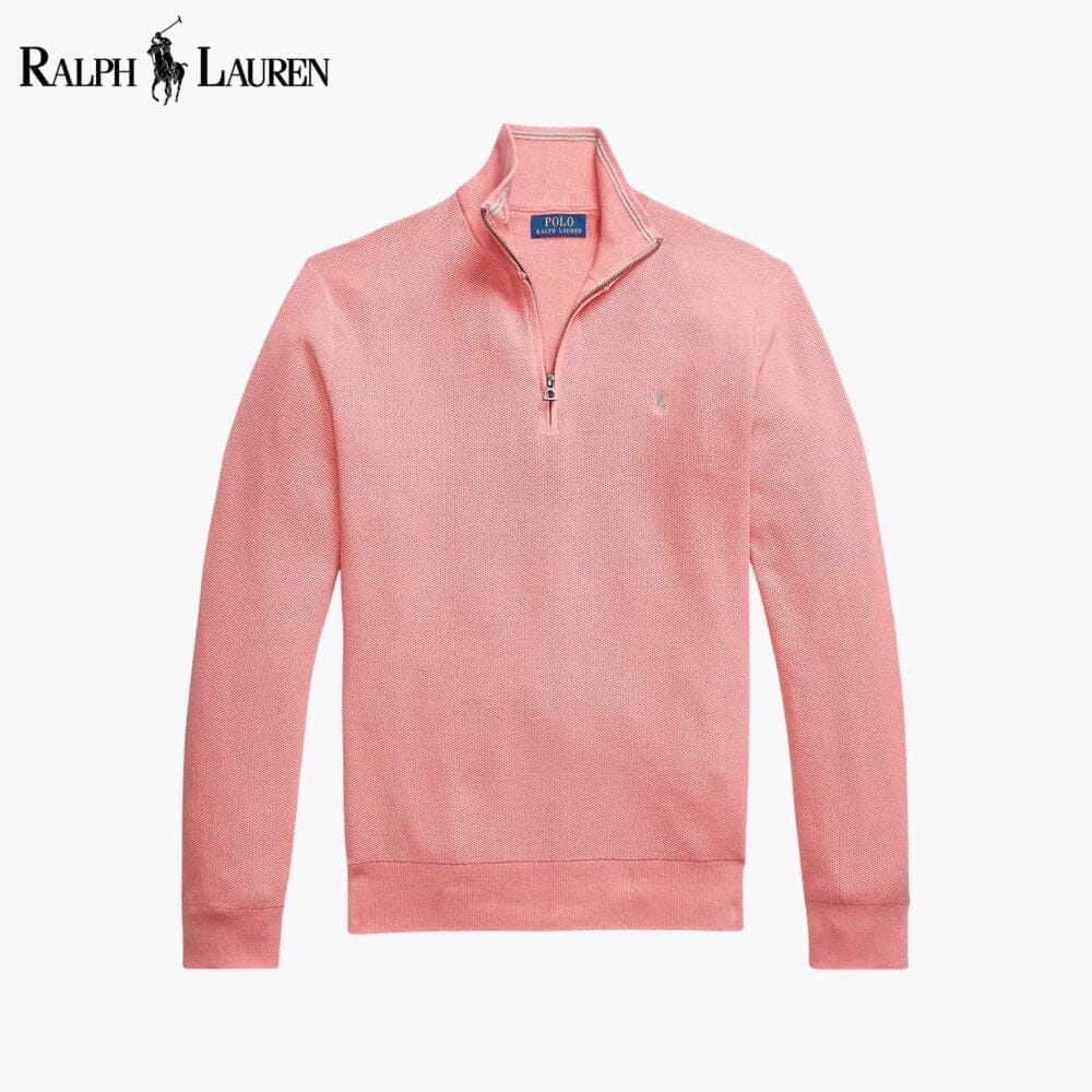 RL Mesh-Knit Cotton Quarter-Zip Sweater Ralph Lauren Vermond Rose S 