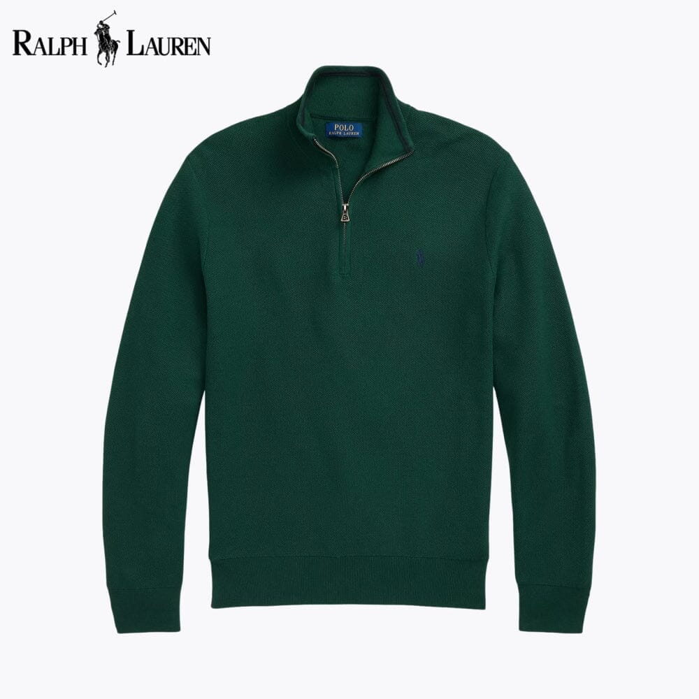 RL Mesh-Knit Cotton Quarter-Zip Sweater Ralph Lauren Vermond Vintage Pine S 