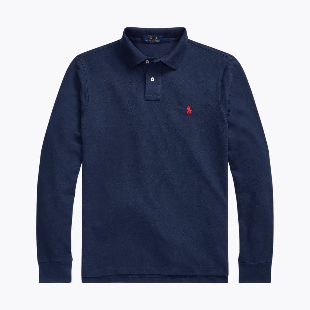 RL Mesh Long-Sleeve Polo Shirt Ralph Lauren Vermond Newport Navy S 