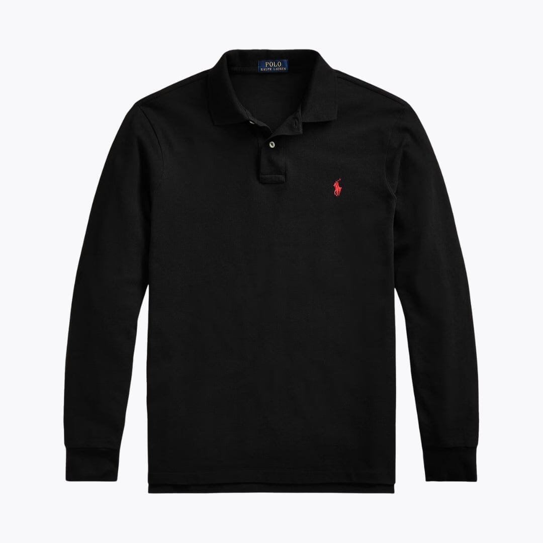 RL Mesh Long-Sleeve Polo Shirt Ralph Lauren Vermond Polo Black S 