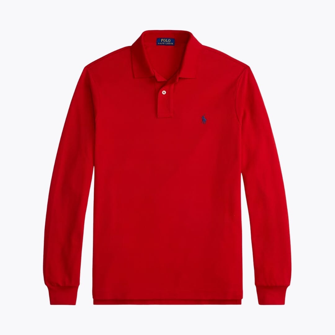 RL Mesh Long-Sleeve Polo Shirt Ralph Lauren Vermond Red S 