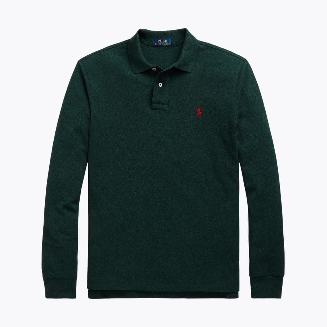 RL Mesh Long-Sleeve Polo Shirt Ralph Lauren Vermond Scotch Pine Heather S 