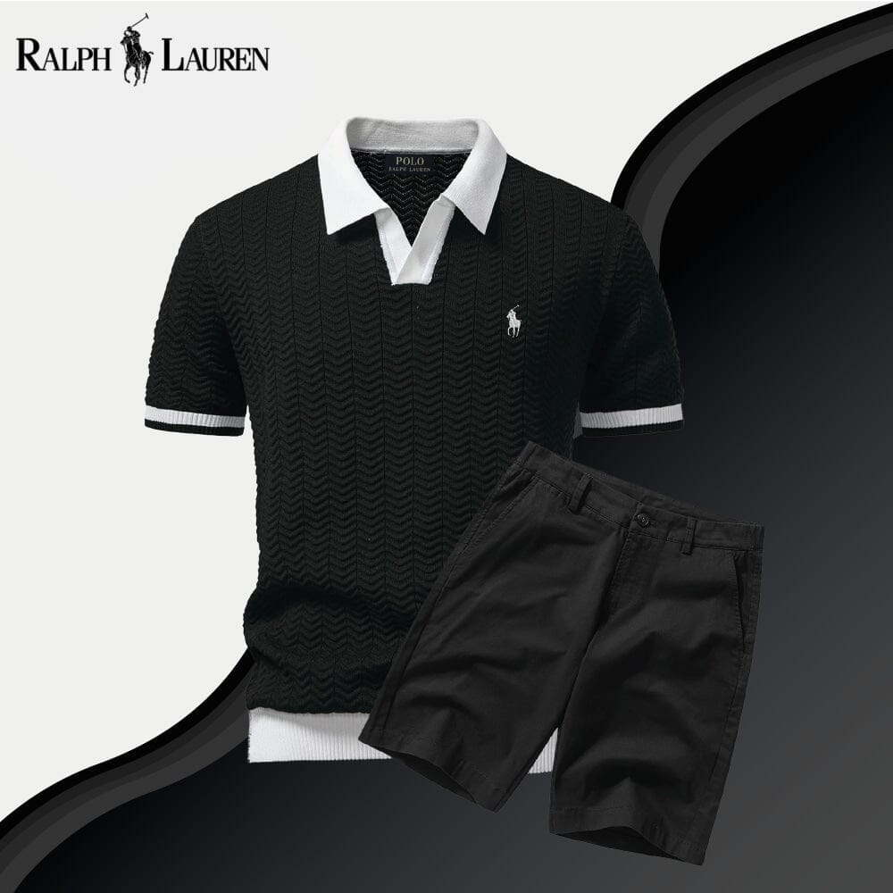 RL Old Money Polo Shirt + Shorts Set Ralph Lauren Vermond Black Onyx S 