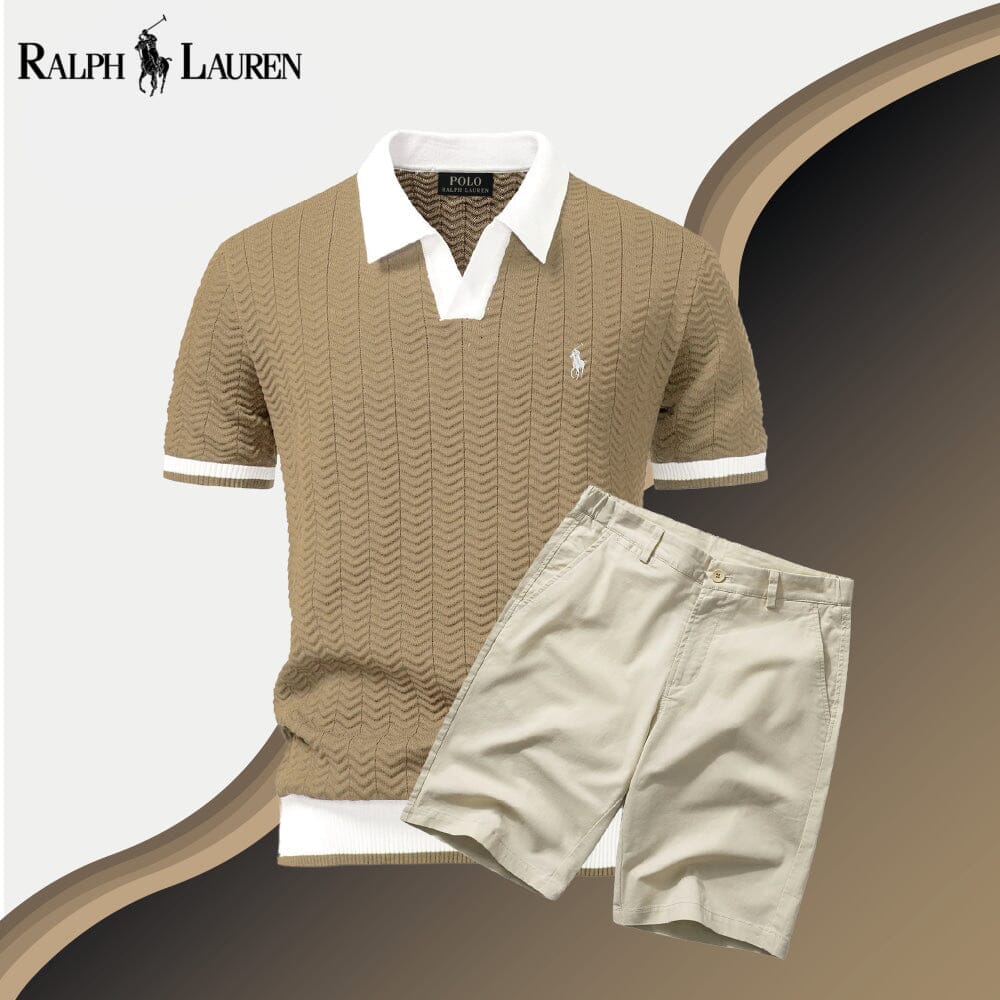 RL Old Money Polo Shirt + Shorts Set Ralph Lauren Vermond Sand Beige S 