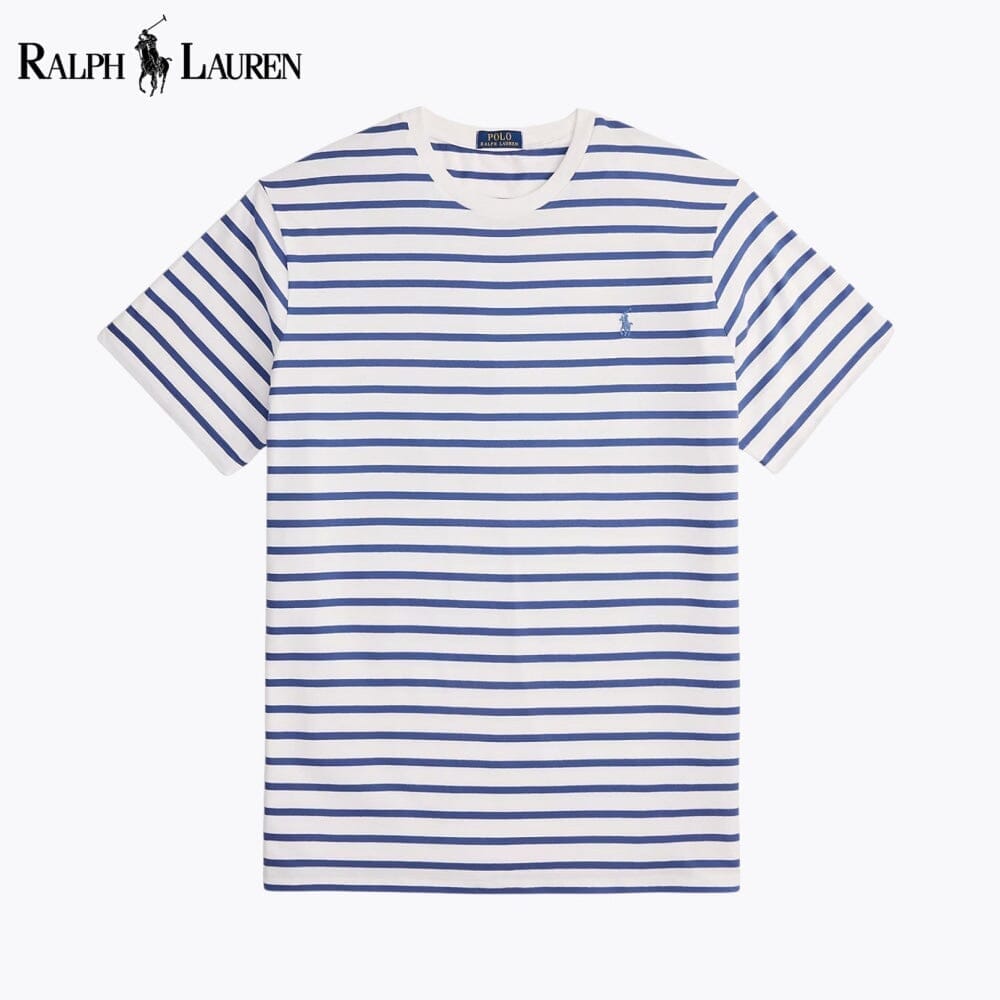 RL Striped Jersey Crewneck T-Shirt Ralph Lauren Vermond White/Old Royal S 