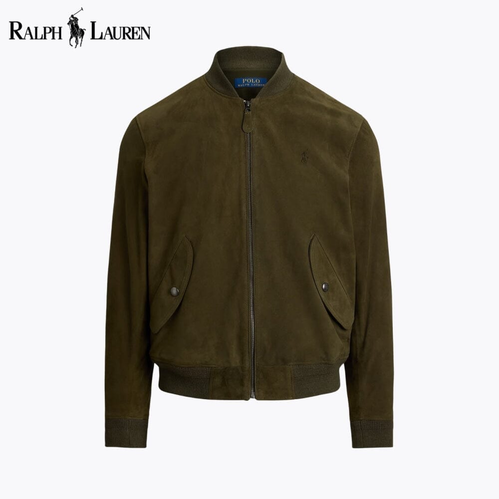 RL Suede Bomber Jacket Ralph Lauren Vermond Dark Loden S 