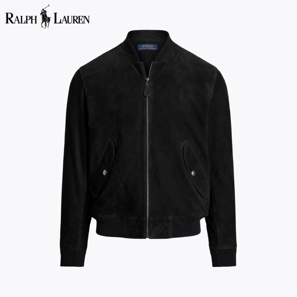 RL Suede Bomber Jacket Ralph Lauren Vermond Polo Black S 