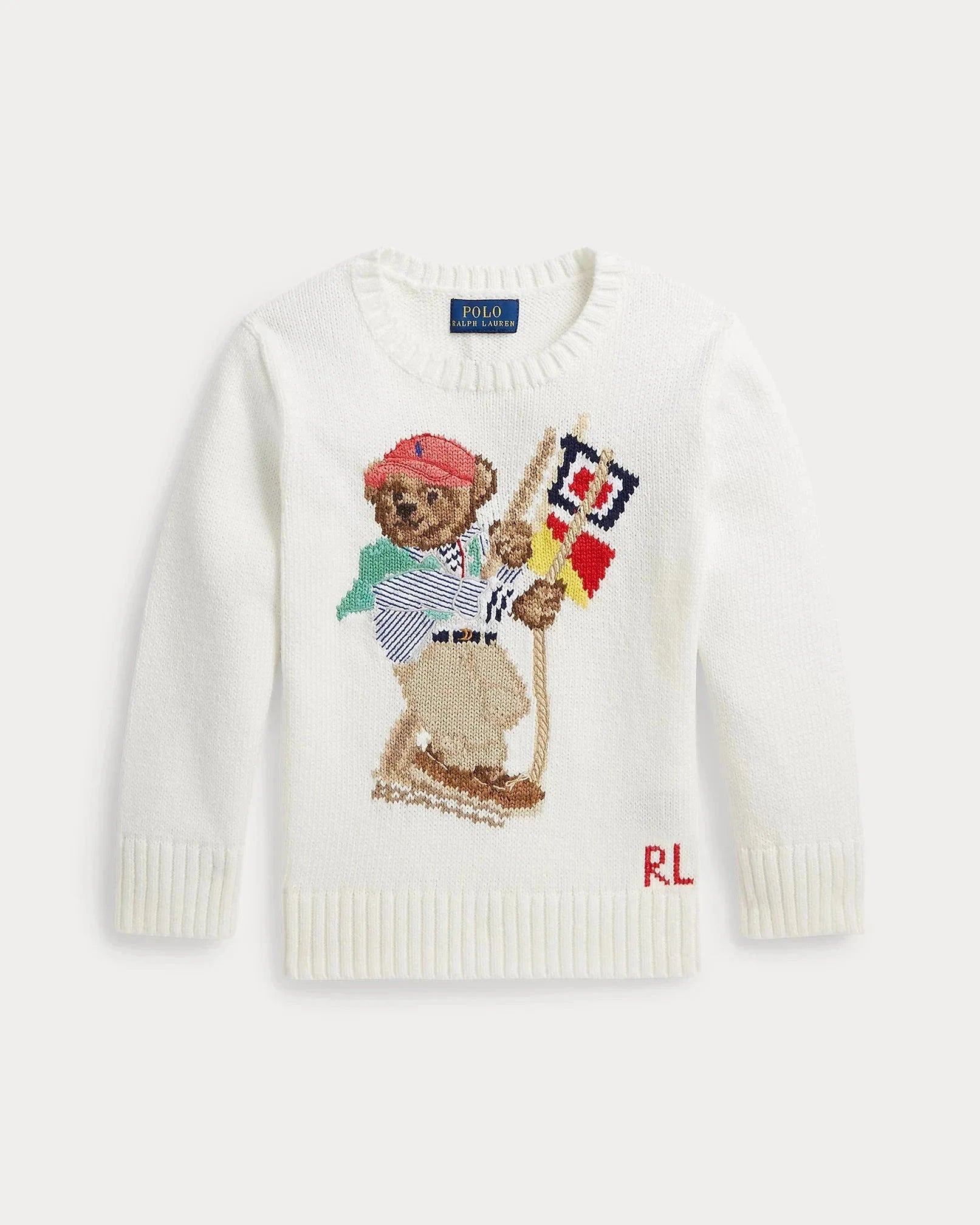 RL Sweater | Polo Bear Cotton Sweater Deckwash White Ralph Lauren Luxvian 