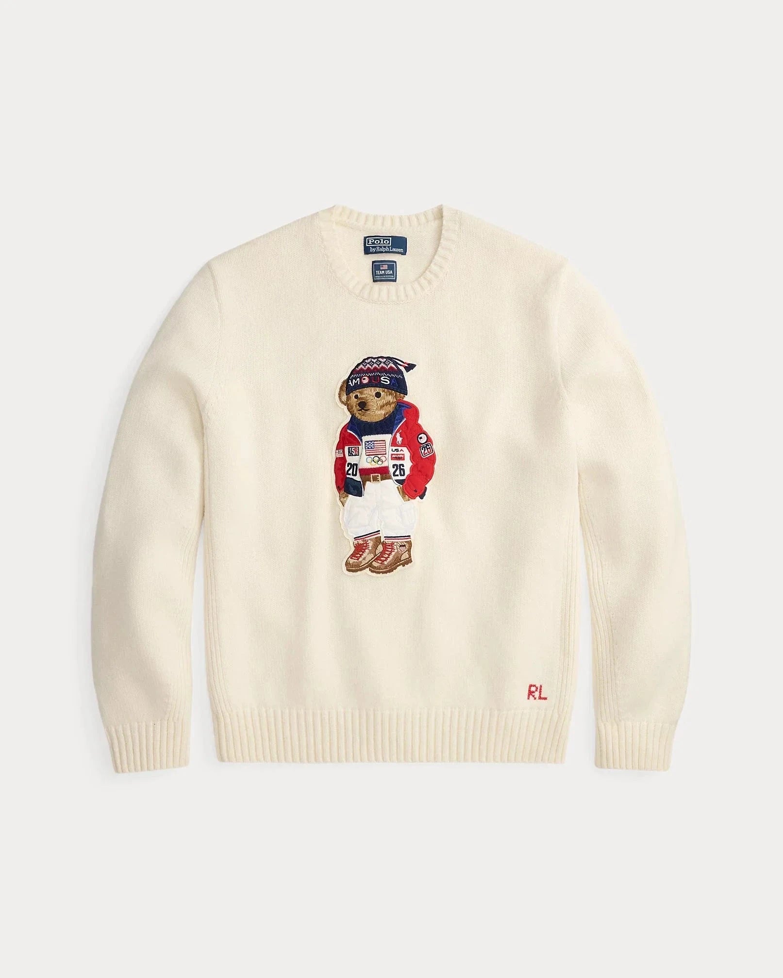 RL Sweater Sweater | Team USA Polo Bear Sweater Cream Combo Ralph Lauren Luxvian 