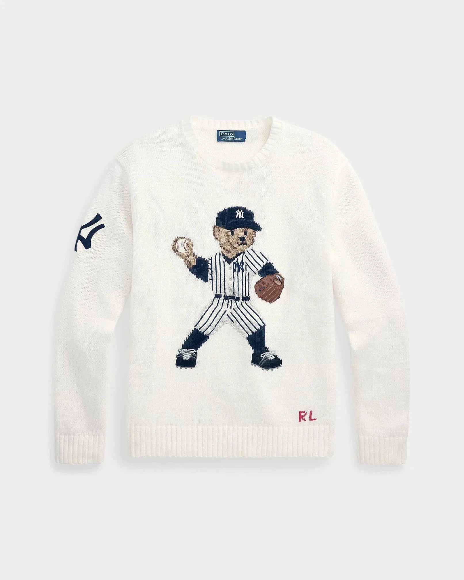 RL Sweater | Yankees Bear Sweater Deckwash White Ralph Lauren Luxvian 