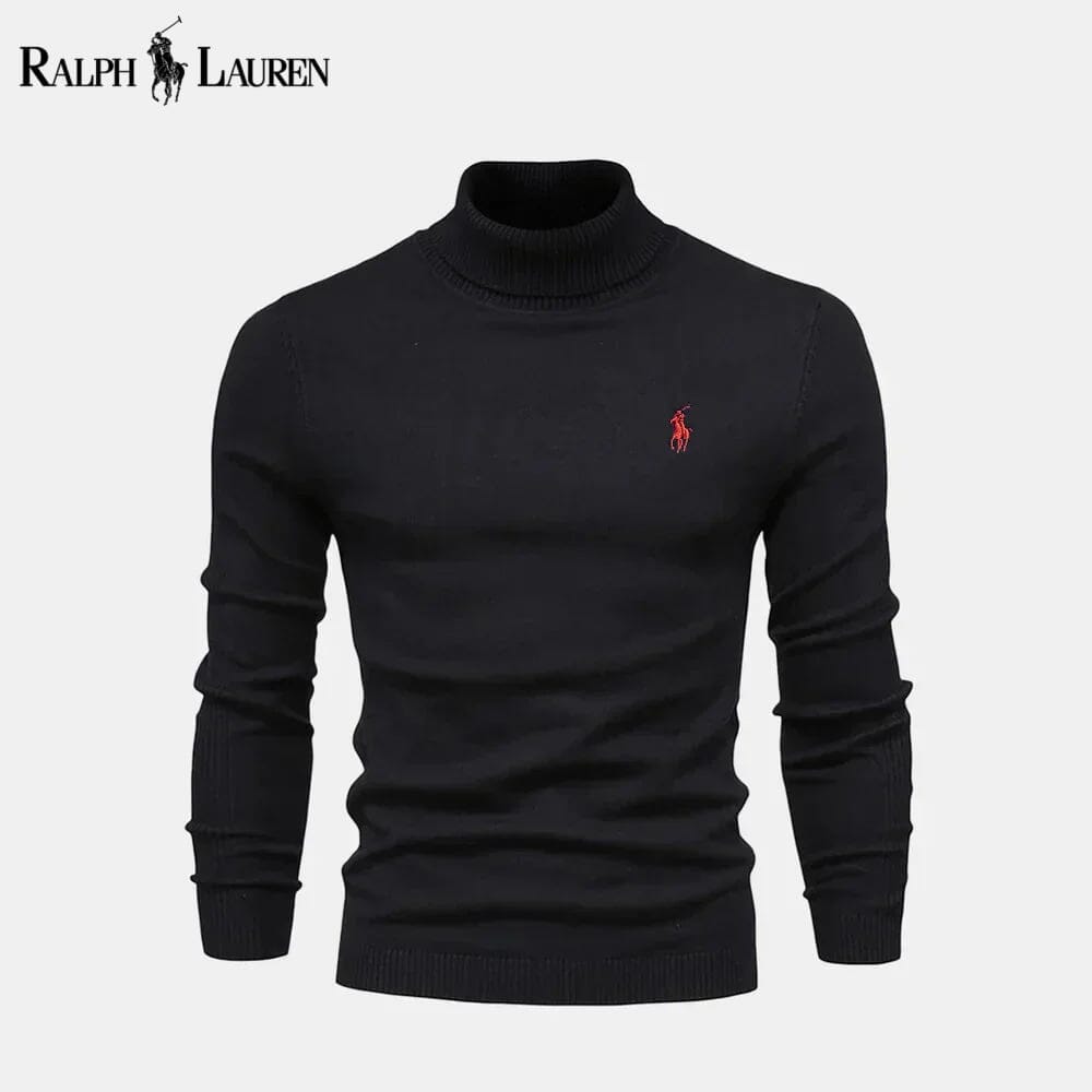 RL Turtleneck Cable-Knit Wool Knit Sweater Ralph Lauren Vermond Black S 