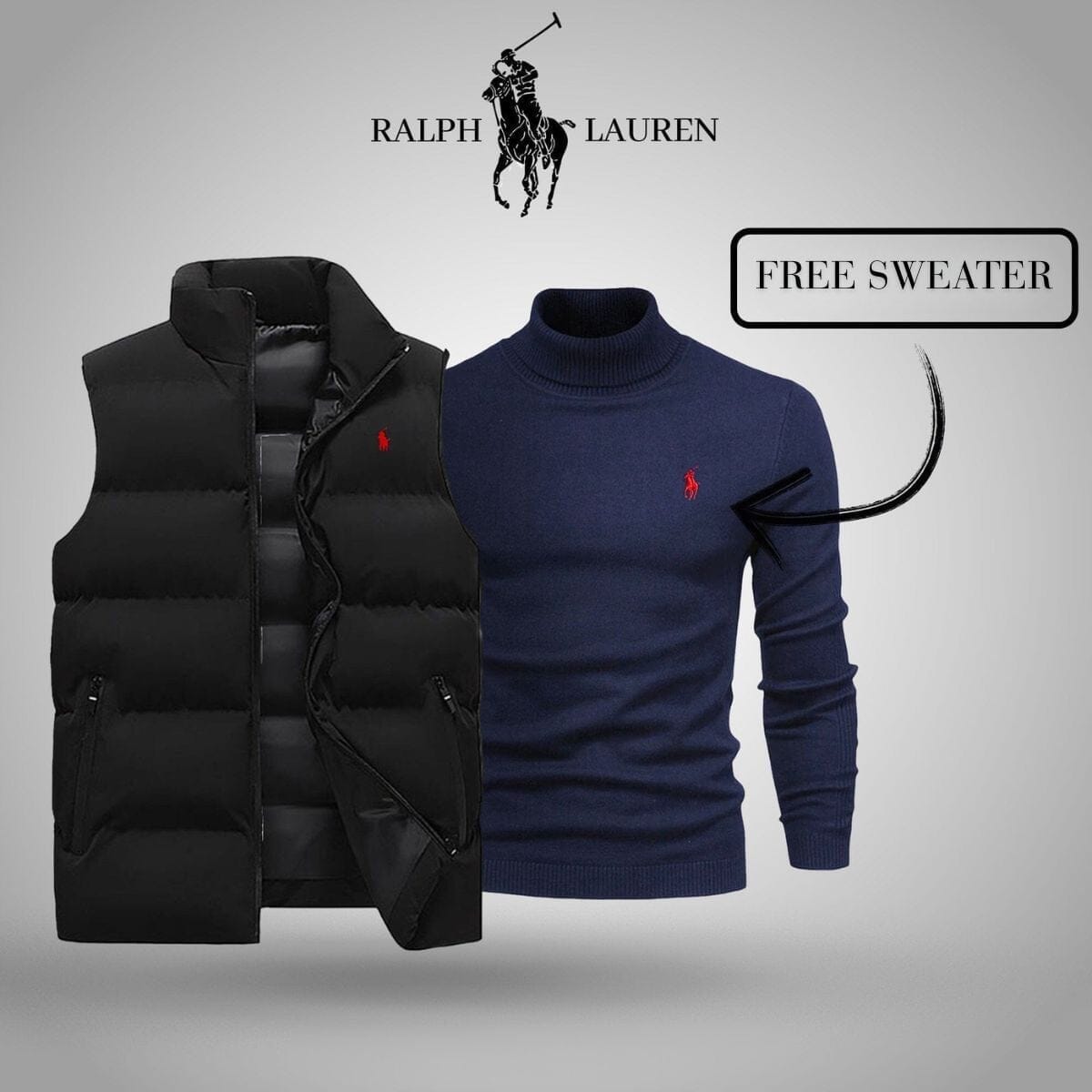 RL Vest + Exclusive Free Sweater (CLEARANCE) Ralph Lauren Vermond Black Blue M