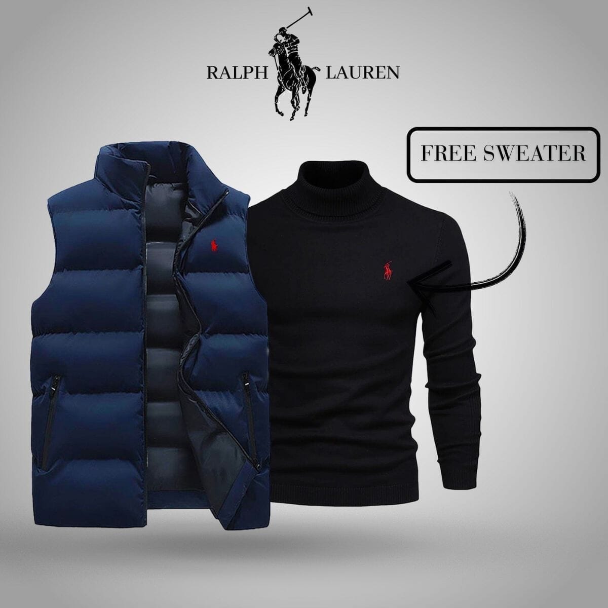 RL Vest + Exclusive Free Sweater (CLEARANCE) Ralph Lauren Vermond Blue Black M