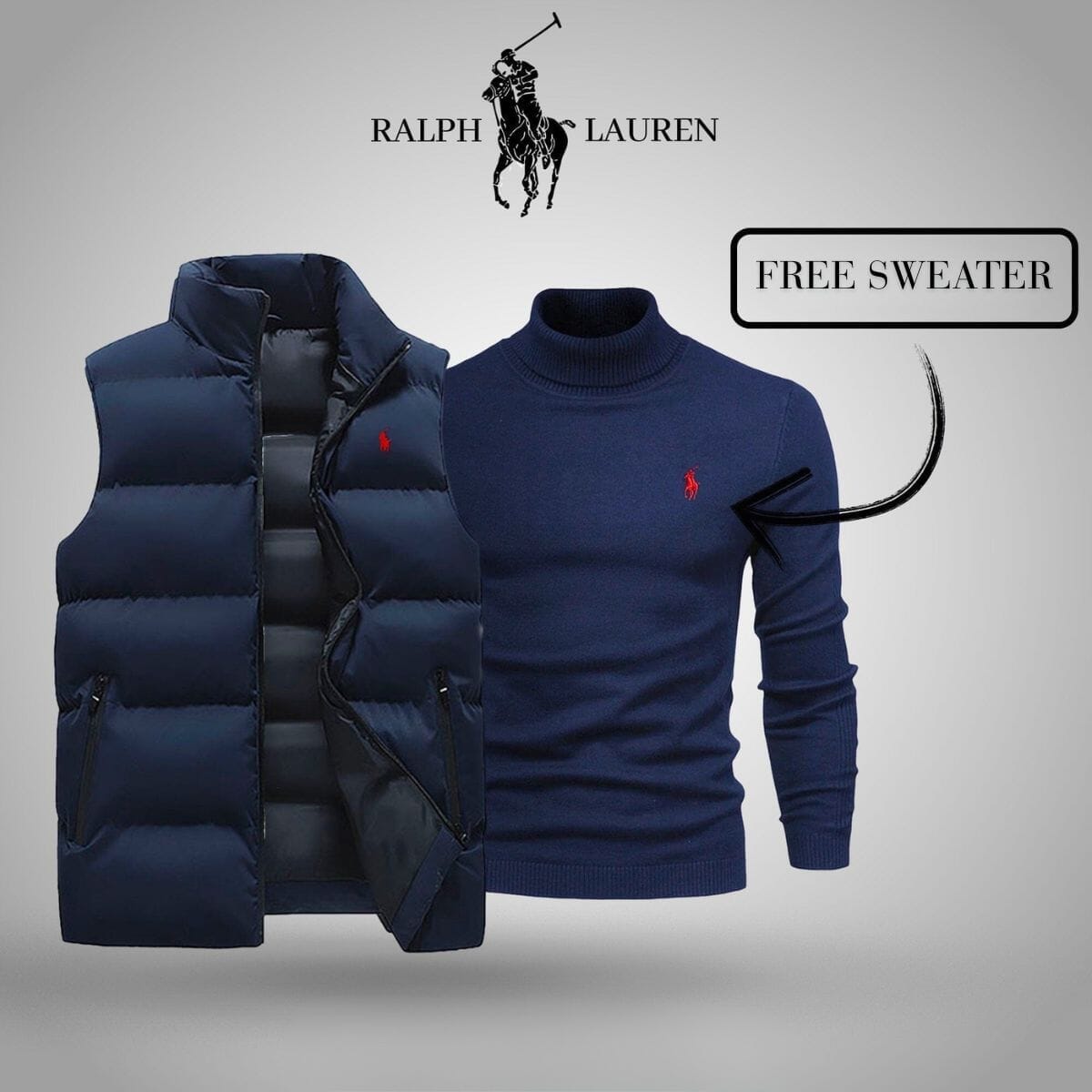RL Vest + Exclusive Free Sweater (CLEARANCE) Ralph Lauren Vermond Blue Blue M
