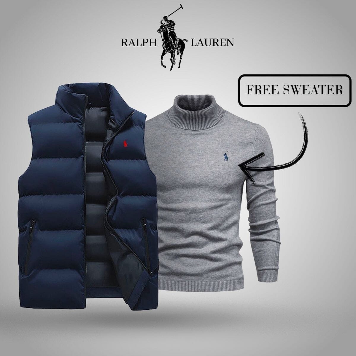 RL Vest + Exclusive Free Sweater (CLEARANCE) Ralph Lauren Vermond Blue Gray M