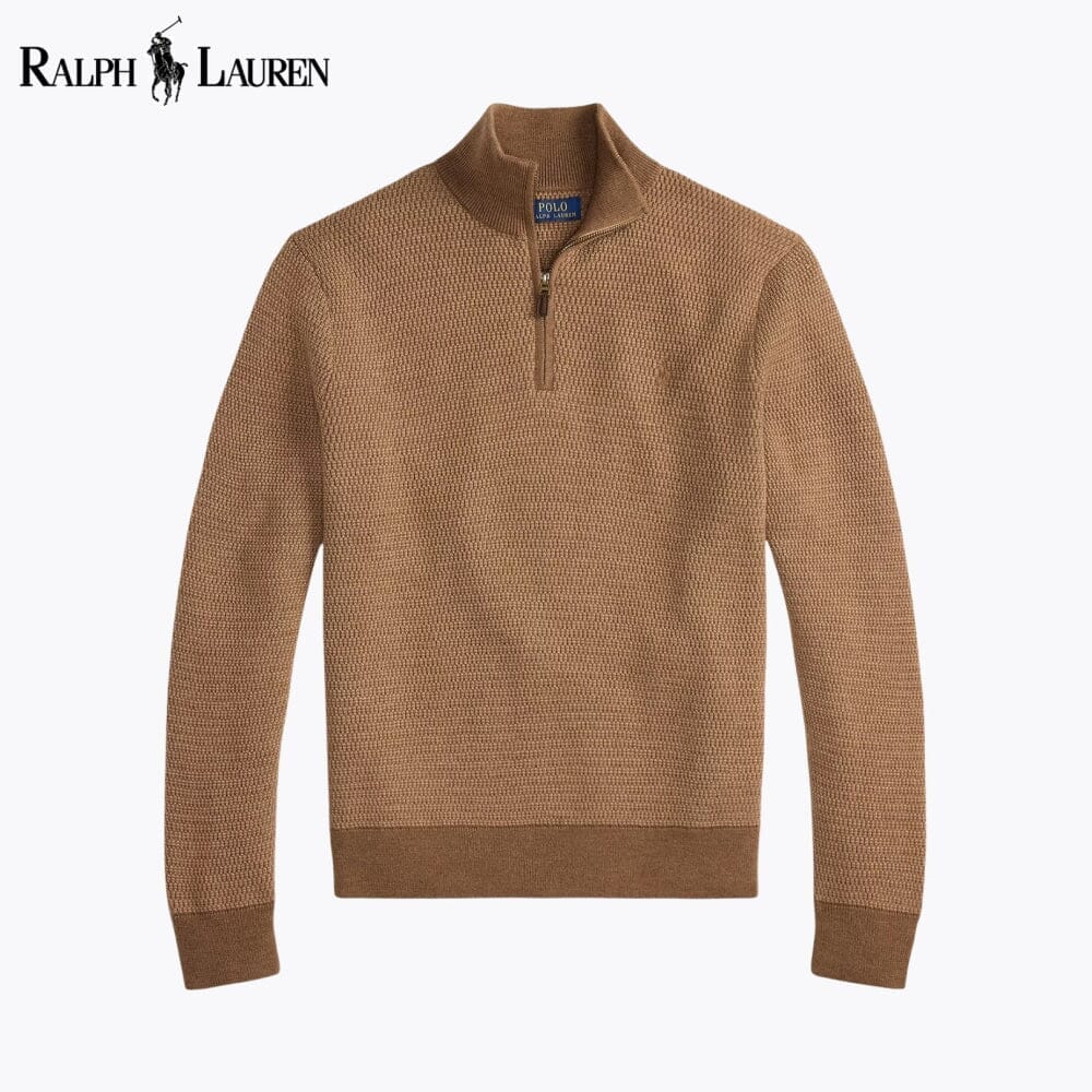 RL Washable Wool Quarter-Zip Sweater Ralph Lauren Vermond Camel S 