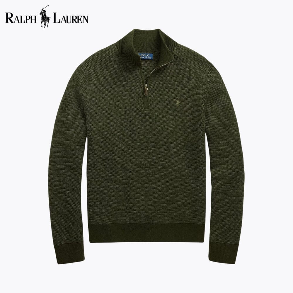 RL Washable Wool Quarter-Zip Sweater Ralph Lauren Vermond Olive S 
