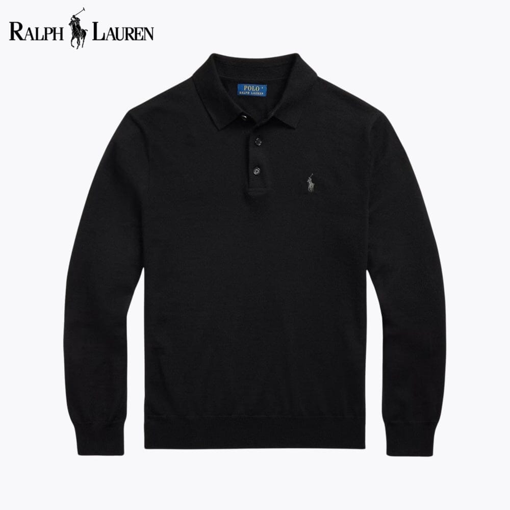 RL Wool Polo-Collar Jumper Ralph Lauren Vermond Black S 
