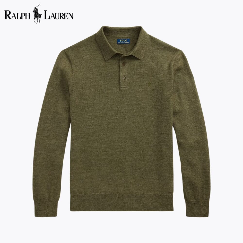 RL Wool Polo-Collar Jumper Ralph Lauren Vermond Olive S 