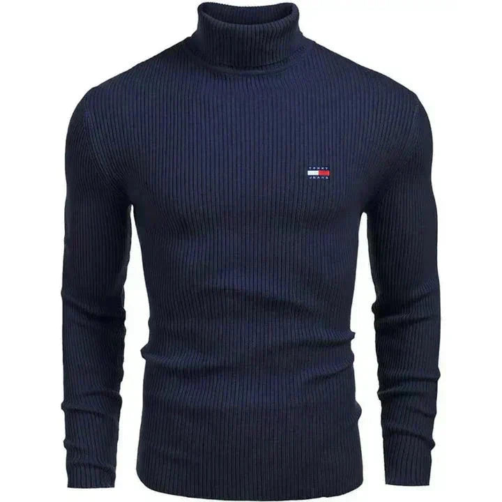 TH Turtleneck Classic Knit Sweater Tommy Hilfiger Vermond Blue S 